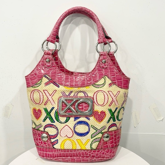XOXO Handbags - Vintage Rare XOXO Straw Tote Bag Y2K 90s Womens Shoulder Logo Hearts